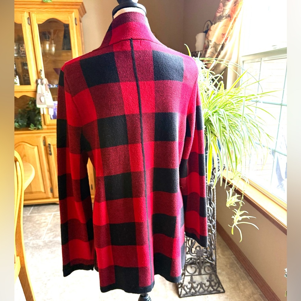 Adrienne Vittadini Red and Black Buffalo Plaid Utility Jacket - Picture 4 of 6
